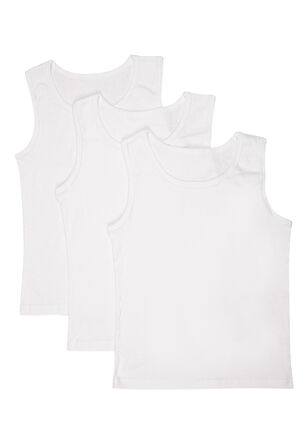 Boys 3pk White Vests 