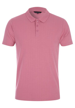 Mens Pink Textured Polo Shirt