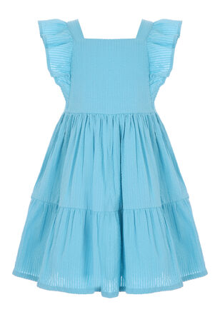Younger Girls Pale Blue Ruffle Tiered Dress