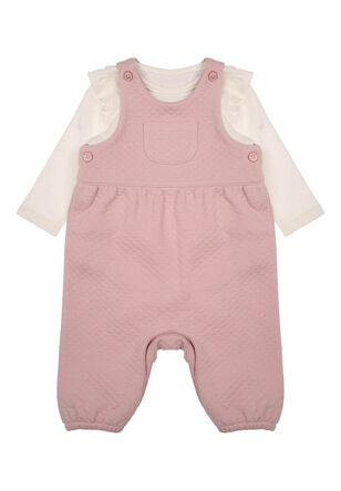 Baby Girl Pink Quilted Dungaree Set