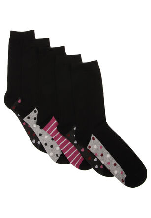 Womens 5pk Printed Footbed Socks 