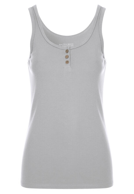 Womens Grey Buttoned Vest Top