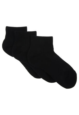 Boys 3pk Black Quarter Socks