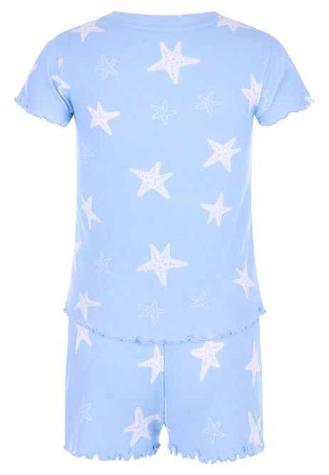 Older Girls Blue Star Top & Shorts Pyjama Set
