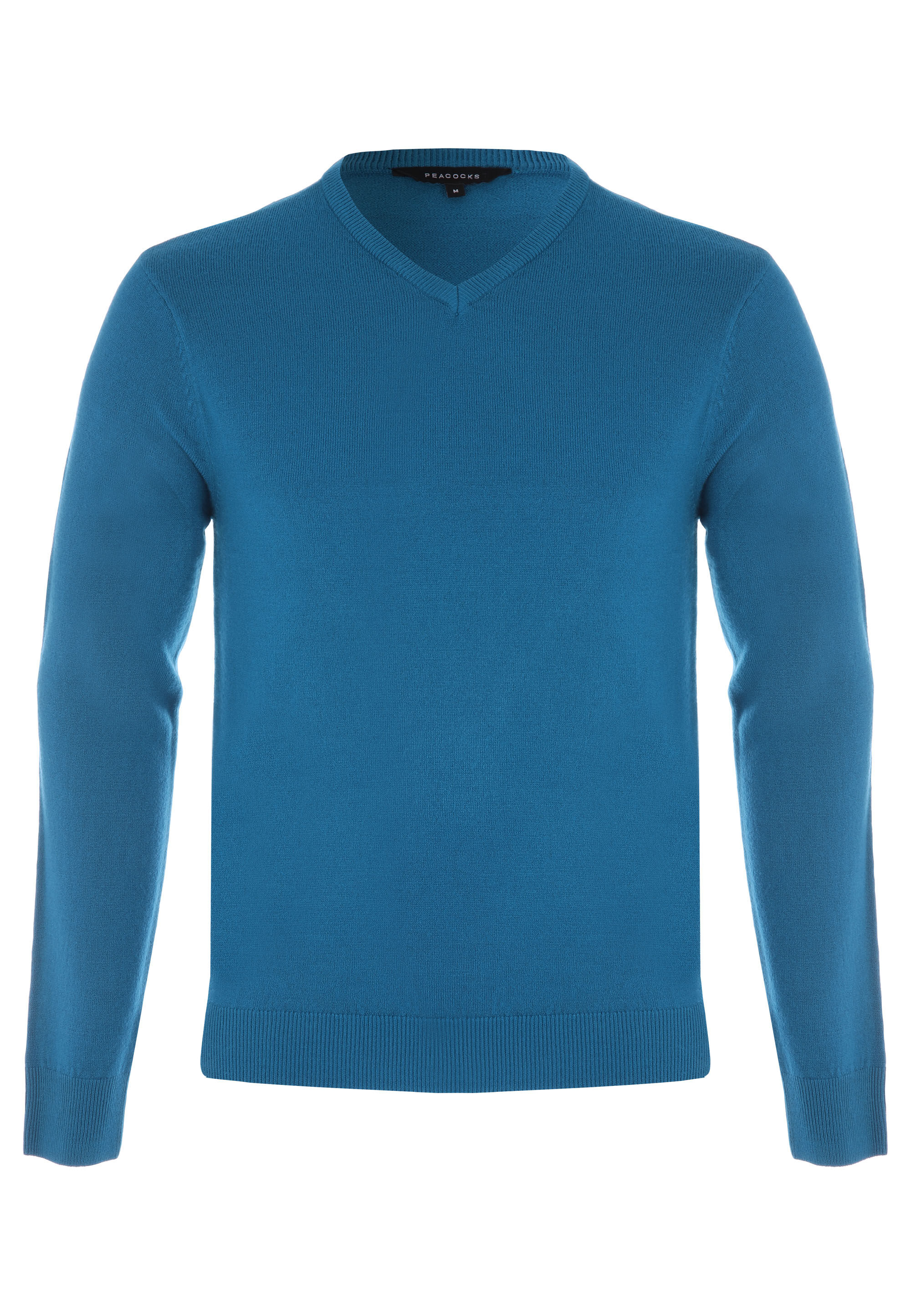 Mens Teal V Neck Jumper Peacocks