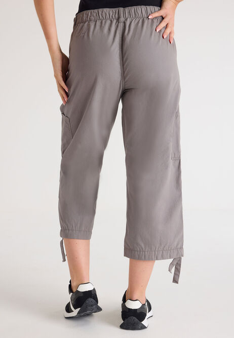 Womens Grey Wash Cropped Cargo Trousers