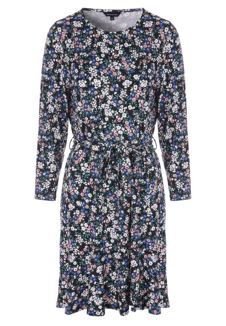 Womens Assorted Floral Belted Jersey Dress