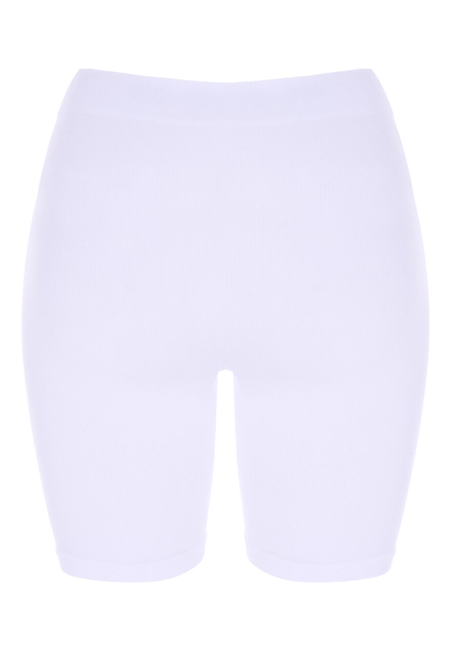 White ribbed cycling shorts on sale