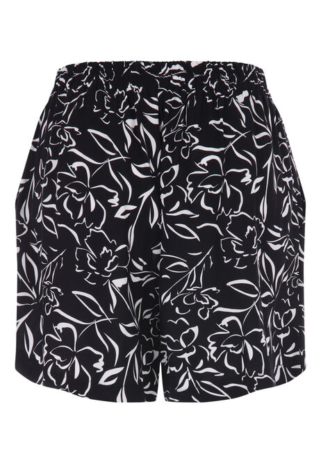 Womens Black & Cream Floral Print Shorts 