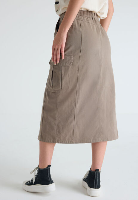 Womens Khaki Denim Cargo Skirt