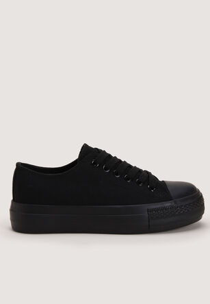 Older Girls Black Canvas Trainers