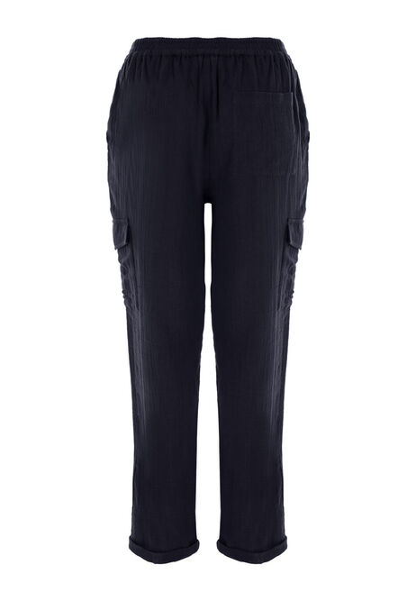 Womens Navy Cotton Cargo Trousers