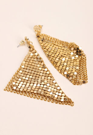 Womens Gold Chain Mail Party Dangle Earrings

