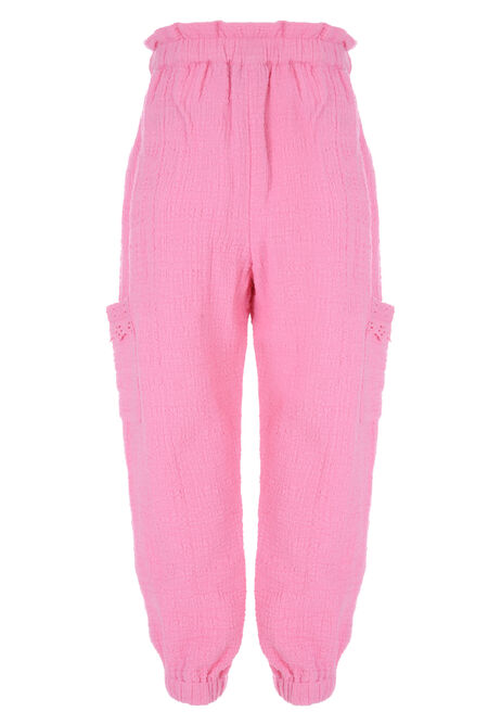 Younger Girls Pink Drawstring Cargo Trousers