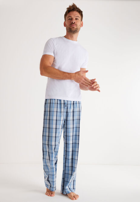 Mens 2pk Blue Check Woven Pyjama set