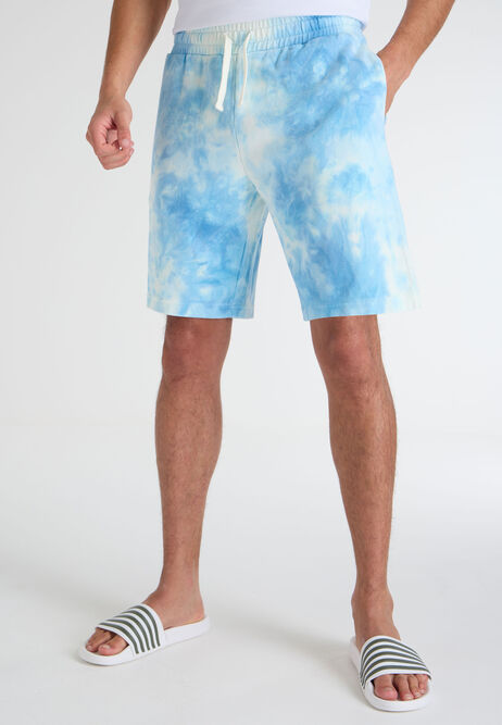 Mens Blue Tie-Dye Drawstring Shorts