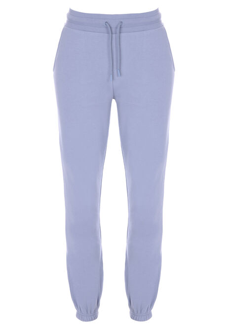 Womens Light Blue Cuffed Joggers with Elastic Trims