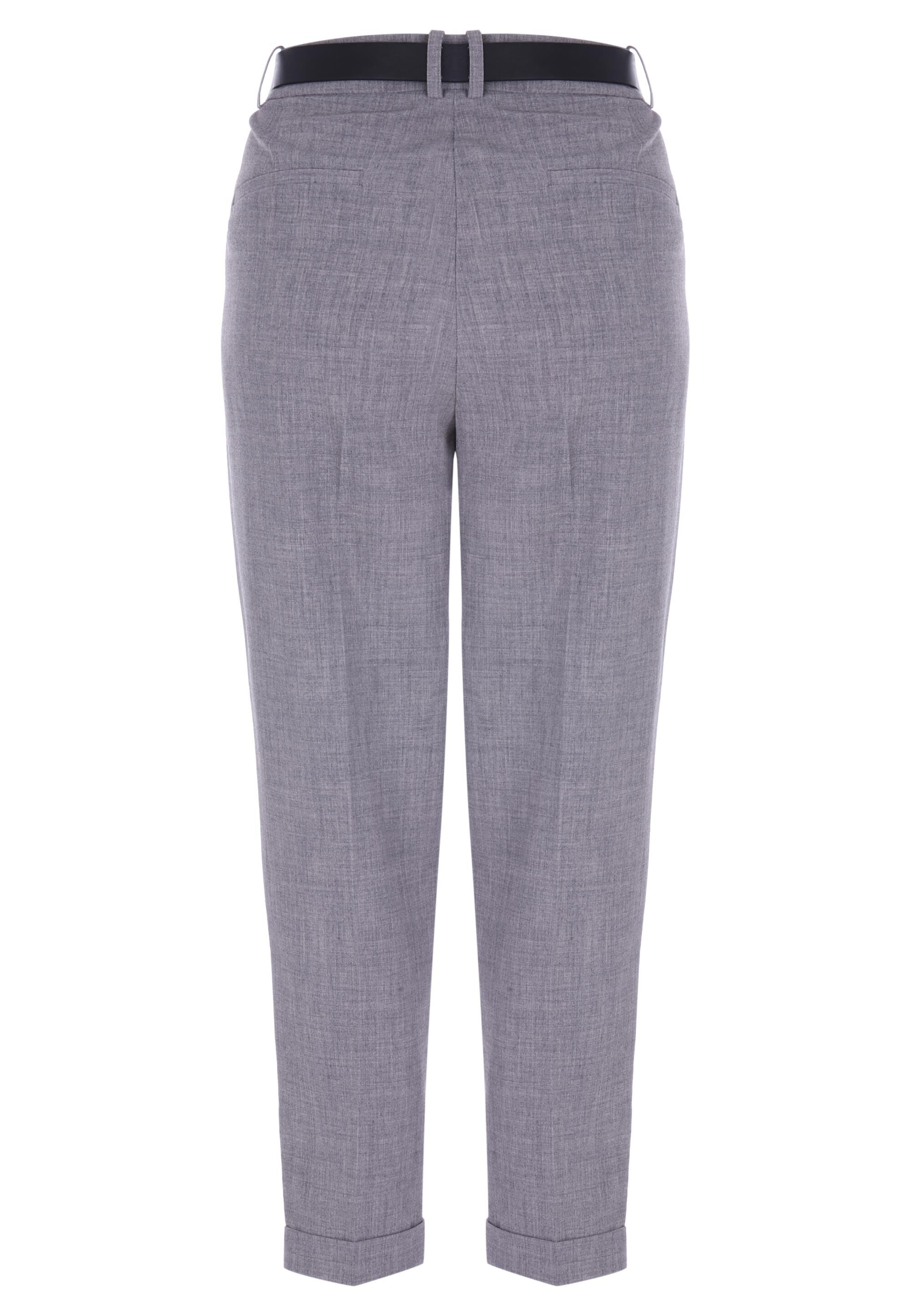 Womens Grey Textured Belted Trousers | Peacocks
