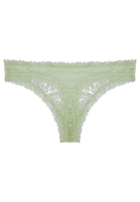 Womens Lime Ditsy Lace Thong