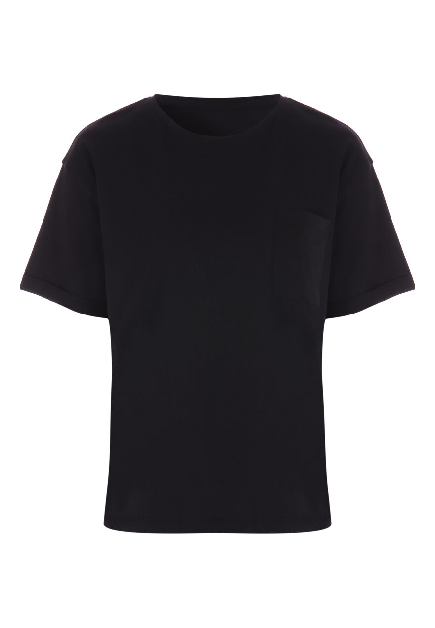 Womens Black Cotton Pocket T-Shirt | Peacocks