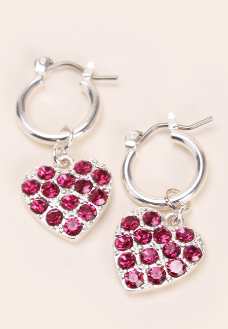 Womens Silver and Pink Diamante Charm Earrings