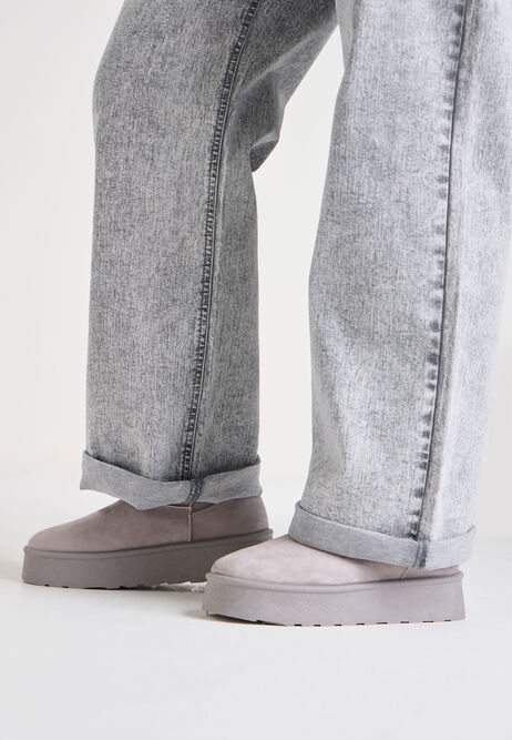 Womens Grey Mini Soft Lined Boots