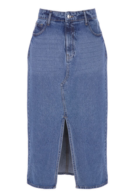 Womens Blue Denim Midi Skirt