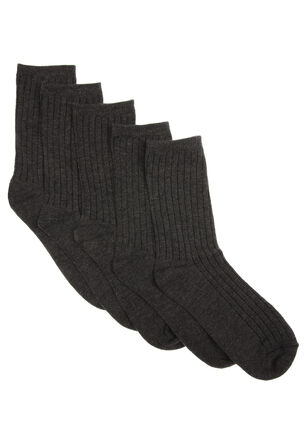 Boys 5pk Plain Grey Socks