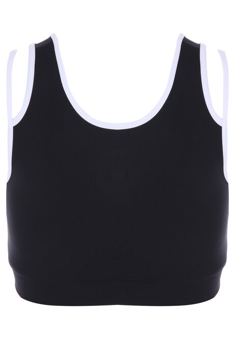 Older Girls Black Active Vest Crop Top