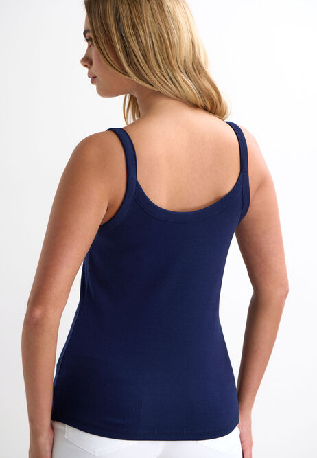 Womens Navy Plain Ribbed Cami Vest Top