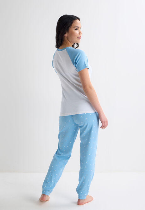 Older Girls Blue City Heart Print Pyjama Set
