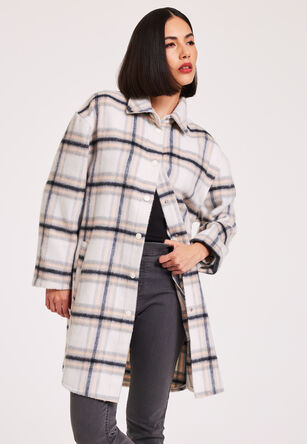 Womens Pale Pink Checked Shacket