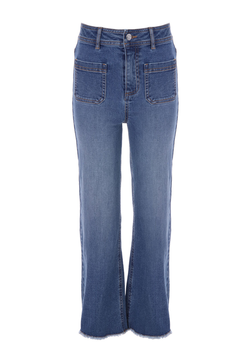 Older Girls Blue Wide Leg Jeans