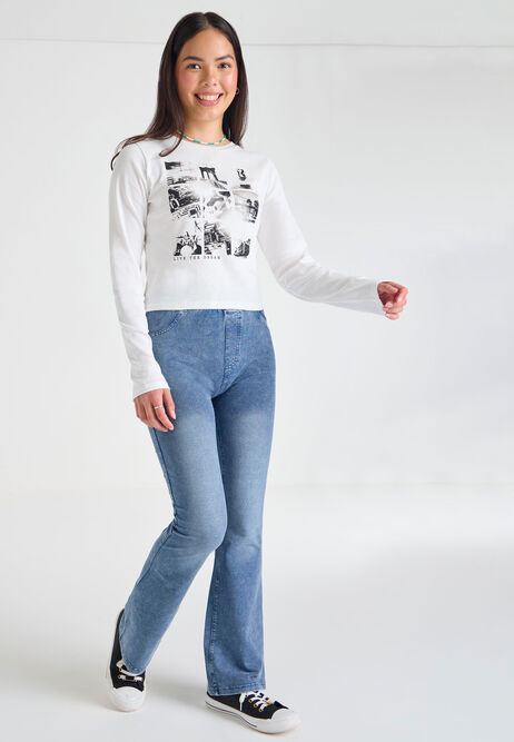 Older Girls Blue Bootcut Jeggings