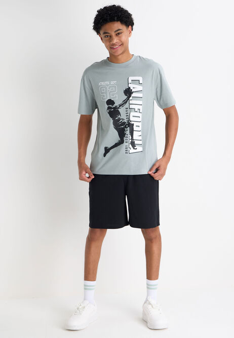 Older Boys Green Basketball Print T-Shirt
