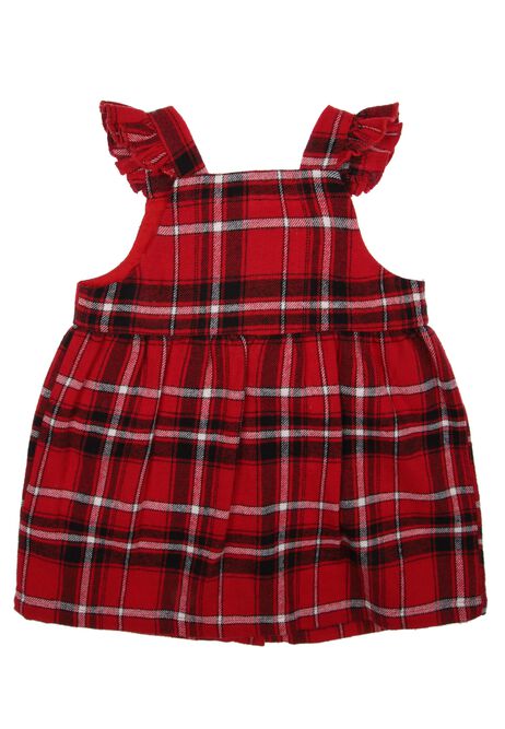 Baby Girl Red Check Flannel Pinafore and T-Shirts Set