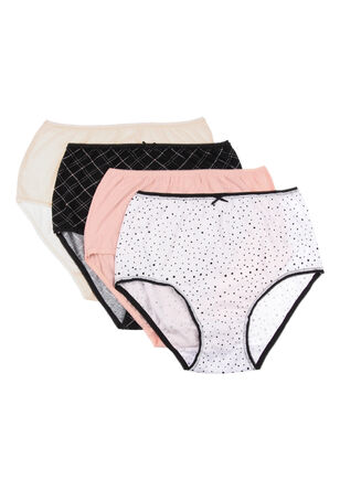 Womens 4pk Pink and White Full Briefs
