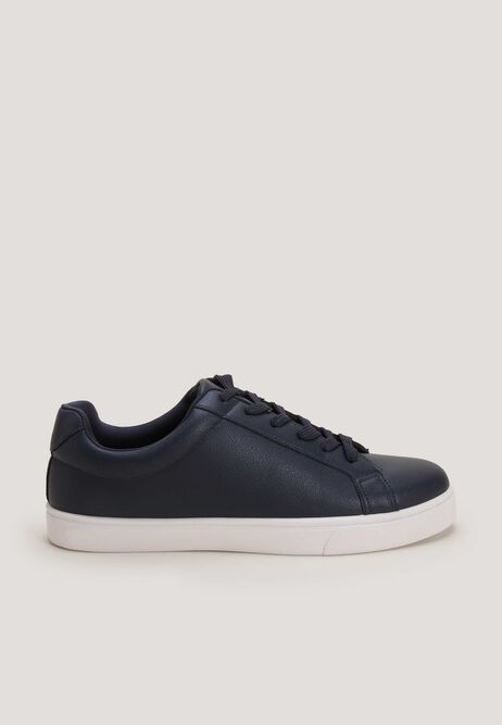 Mens Navy Lace Up PU Trainers