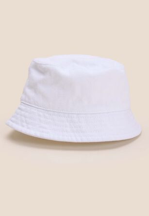 Younger Girls White Denim Bucket Hat