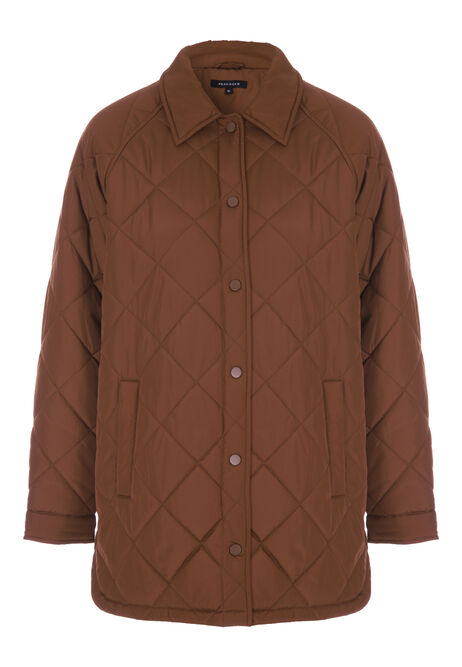 Womens Dark Tan Quilted Jacket 