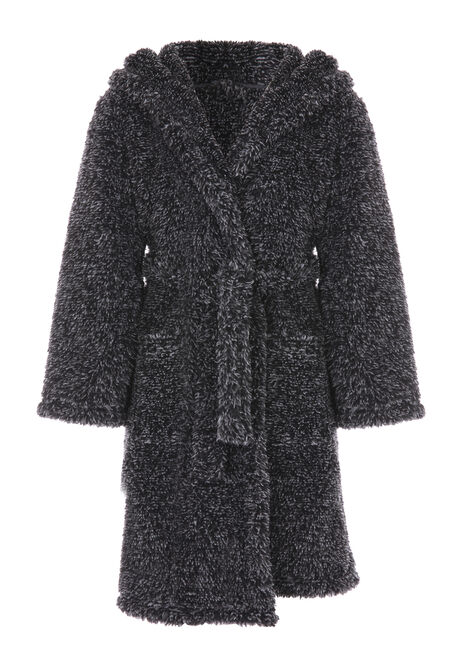 Boys Charcoal Sherpa Dressing Gown
