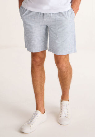 Mens Light Grey Textured Drawstring Shorts