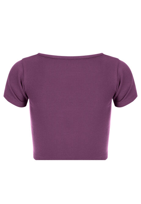 Older Girls Plum Rib Crop T-shirt