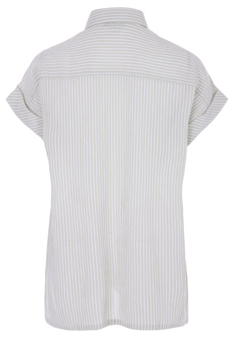 Womens Sage Stripe Short Sleeve Shirt