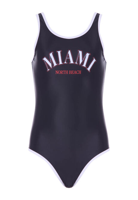 Older Girl Black Miami Contrast Swimsuit