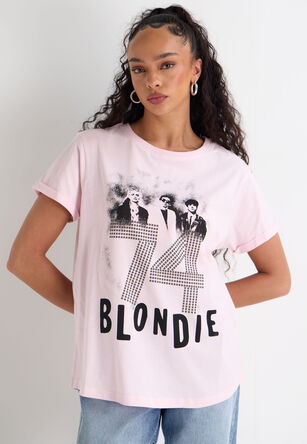 Womens Pink Blondie 74 Short Sleeve Band T-Shirt