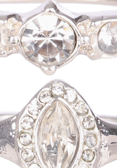 Womens 7pk Silver Diamante Rings