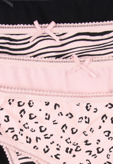 Womens 4pk Pink Animal Print Thongs