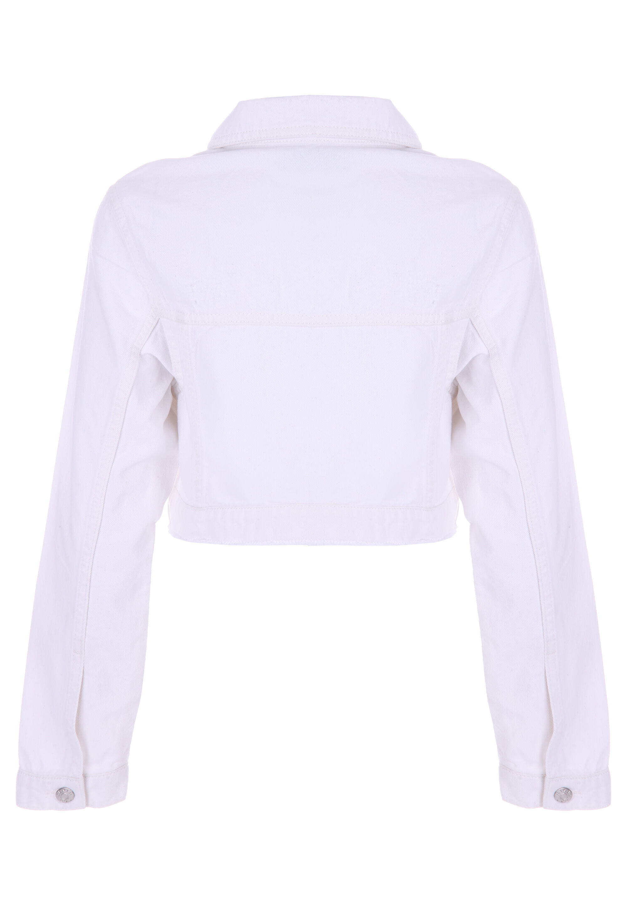 Older Girls White Crop Denim Jacket Peacocks