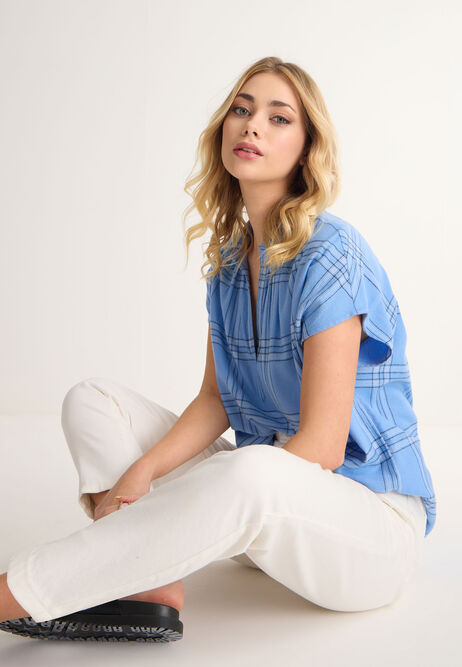Womens Blue & White Check Shirt